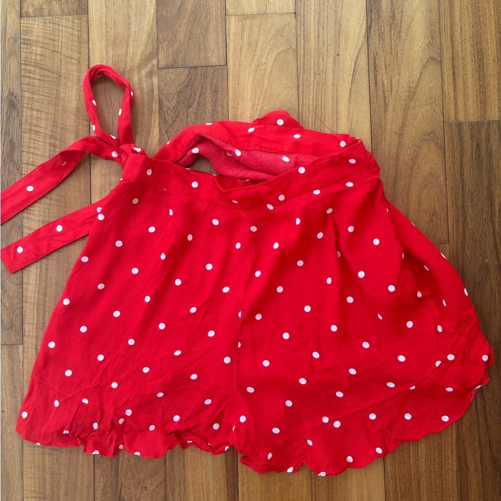 For Love & Lemons Natalia Wrap Skort Small Red Polka Dot - Picture 5 of 7